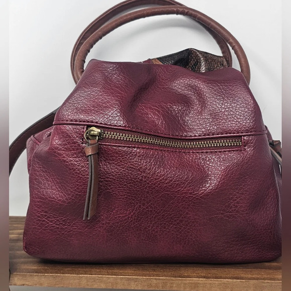 Time & Tru Women’s Fiona Burgundy Faux Leather Snake Skin Print Crossbody  NWOT - Picture 9 of 15